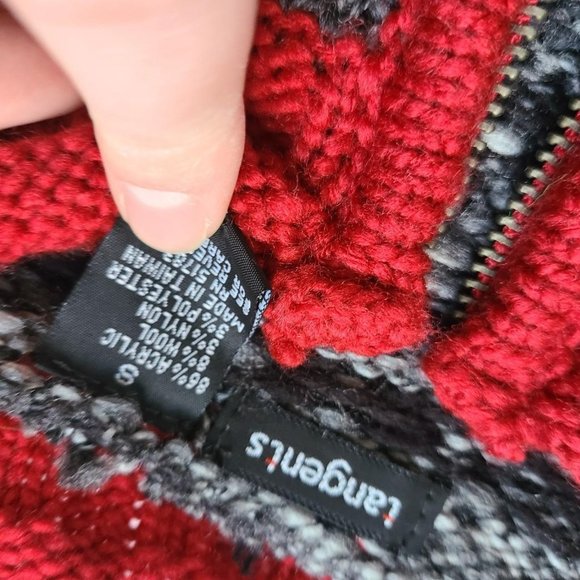 Vintage Wool Fairisle Zip-Up Red & Gray Sweater - Picture 3 of 4